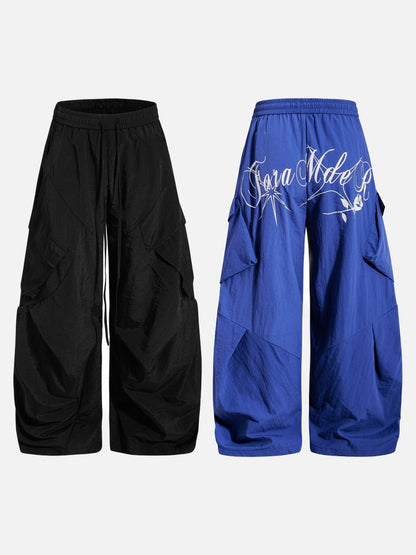 DAXUEN Oversized wide-leg cargo pants with graphic design
