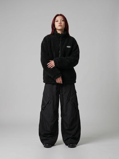 DAXUEN Oversized wide-leg cargo pants with graphic design — model photo