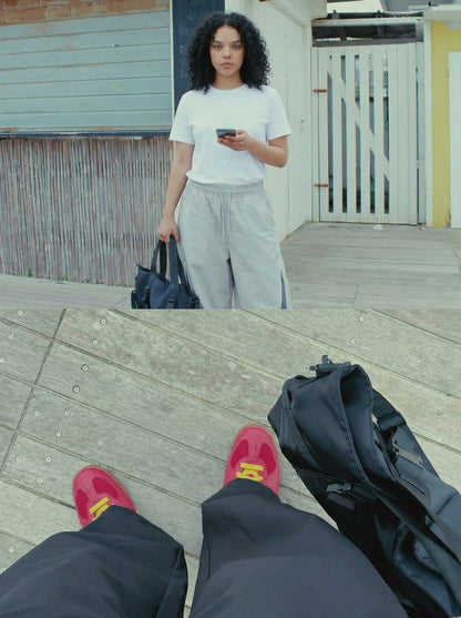 DAXUEN Wide-leg loose-fitting track pants with drawstring — model photo