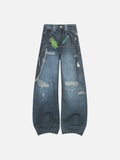 DAXUEN Wide-leg baggy jeans with alien graphic