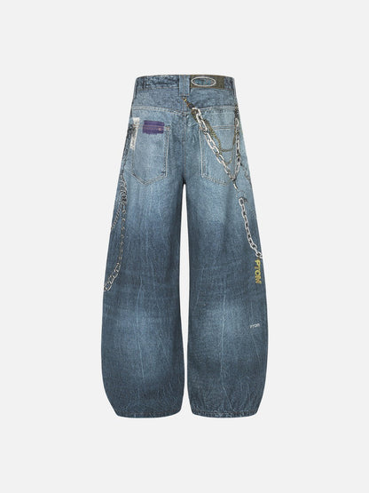 DAXUEN Wide-leg baggy jeans with alien graphic