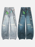 DAXUEN Wide-leg baggy jeans with alien graphic