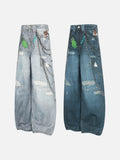 DAXUEN Wide-leg baggy jeans with alien graphic