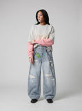 DAXUEN Wide-leg baggy jeans with alien graphic — model photo