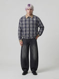 DAXUEN High-waisted wide-leg vintage wash jeans — model photo
