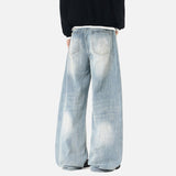 DAXUEN High-waisted wide-leg vintage wash jeans