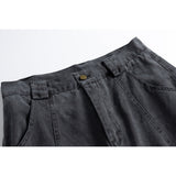 DAXUEN muted brown-grey balloon-leg washed cotton trousers