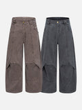 DAXUEN muted brown-grey balloon-leg washed cotton trousers