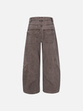DAXUEN muted brown-grey balloon-leg washed cotton trousers