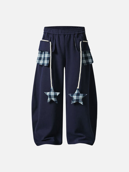 Loose-fitting balloon pants with plaid details