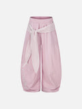 DAXUEN Wide-leg balloon pants with sash and embroidery