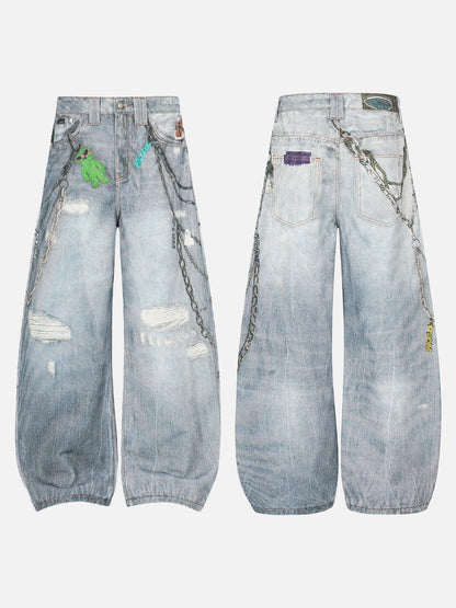 DAXUEN Baggy wide-leg denim jeans with graphic prints