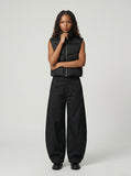 DAXUEN Wide-leg balloon trousers in tan and black — model photo