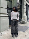 DAXUEN charcoal grey wide-leg denim jeans — model photo
