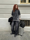 DAXUEN Wide-leg denim jeans with a balloon-like silhouette — model photo