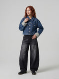 DAXUEN Wide-leg denim jeans with a balloon-like silhouette — model photo