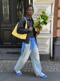 DAXUEN Wide-leg denim jeans with a balloon-like silhouette — model photo