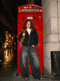 DAXUEN Wide-leg denim jeans with a balloon-like silhouette — model photo