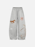 DAXUEN navy oversized ballooned sweatpants with animal embroidery