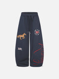 DAXUEN navy oversized ballooned sweatpants with animal embroidery