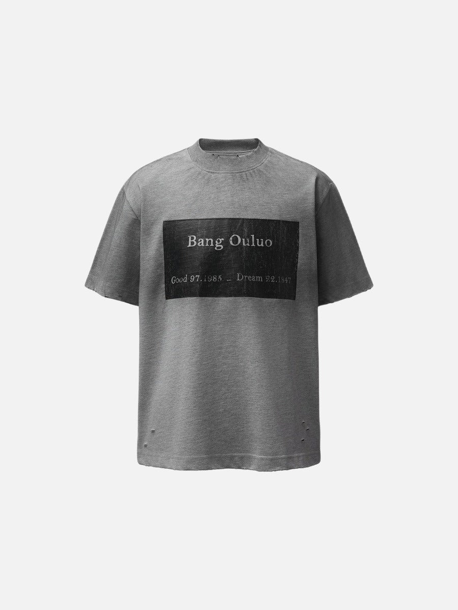 DAXUEN Distressed graphic t-shirt with raw edges