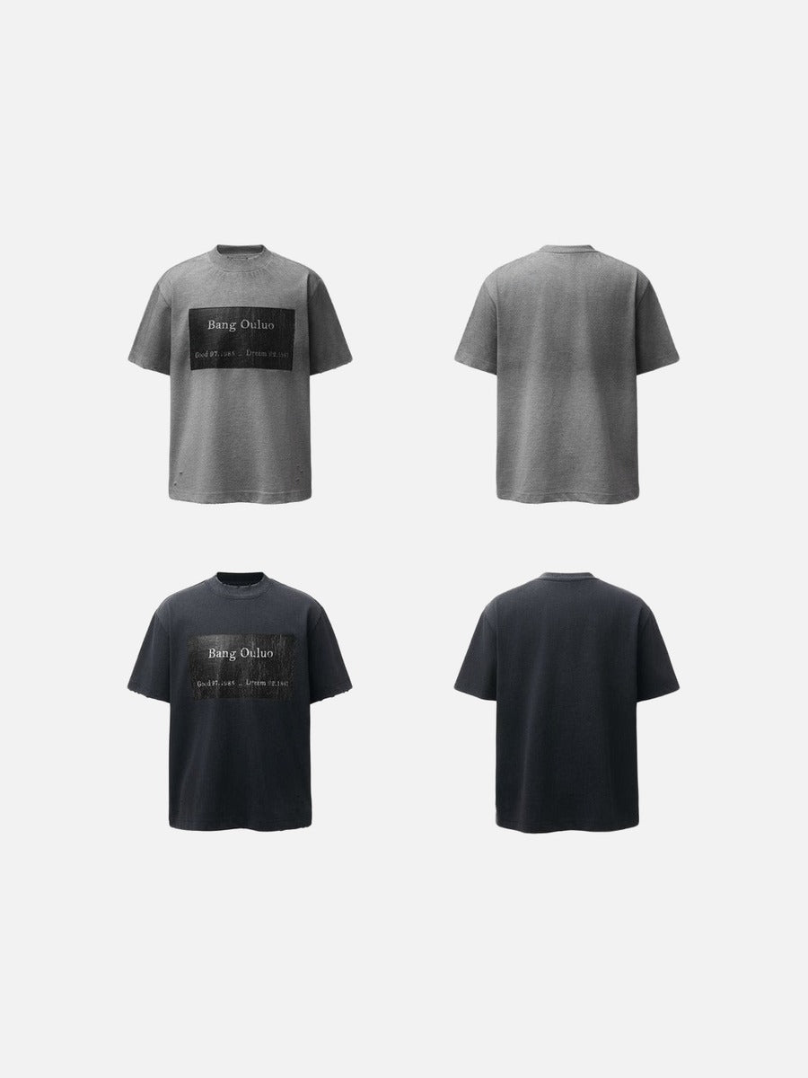 DAXUEN Distressed graphic t-shirt with raw edges