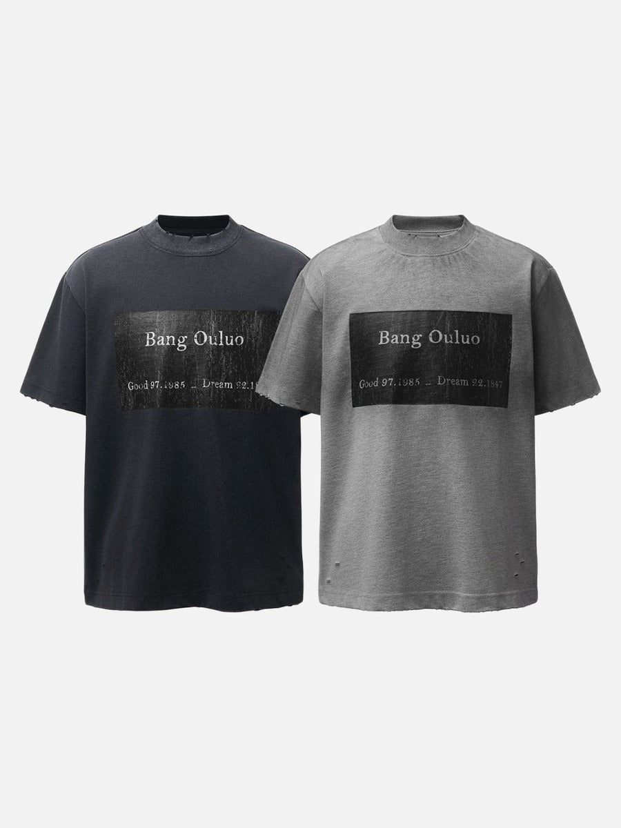 DAXUEN Distressed graphic t-shirt with raw edges