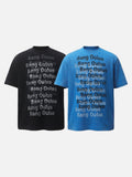 DAXUEN Black and blue Bang Ouluo graphic short-sleeved T-shirt