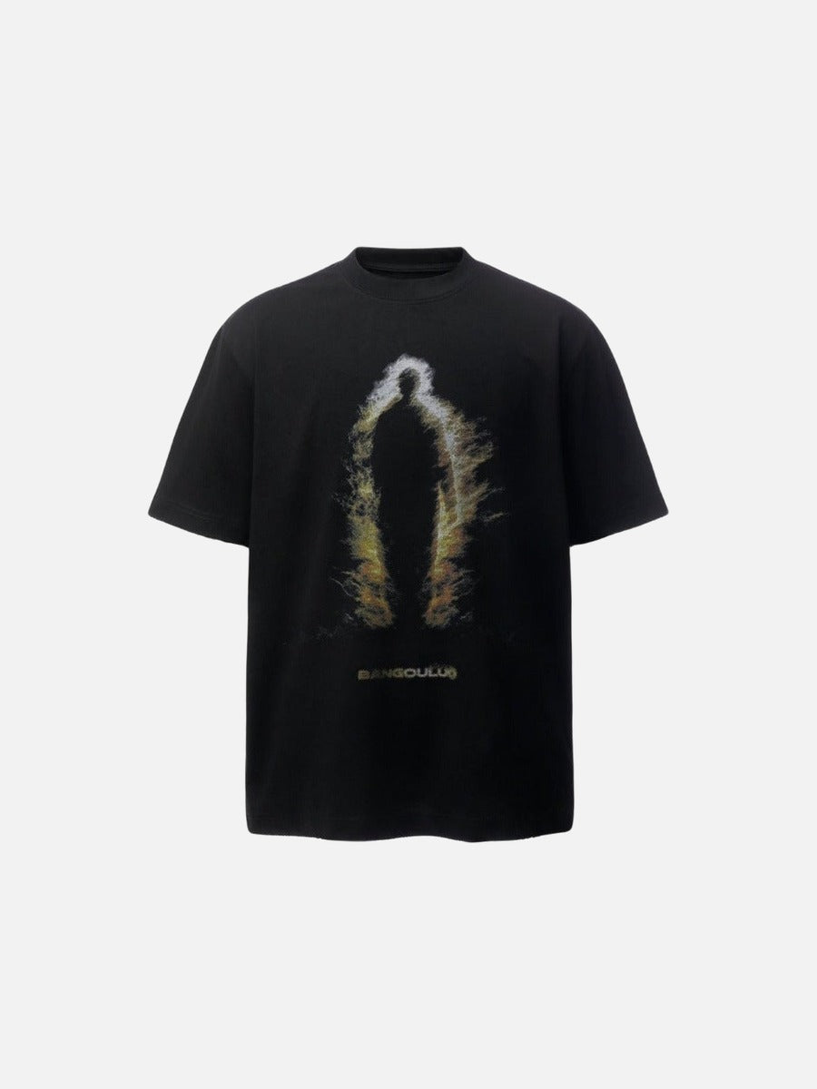 DAXUEN Distressed graphic T-shirt with human silhouette