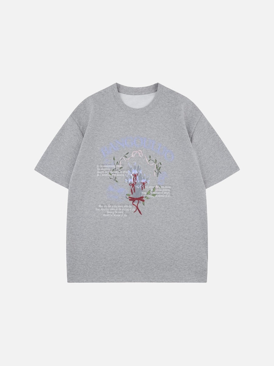 DAXUEN BANGOULUOU Graphic T-Shirt with floral and cartoon prints