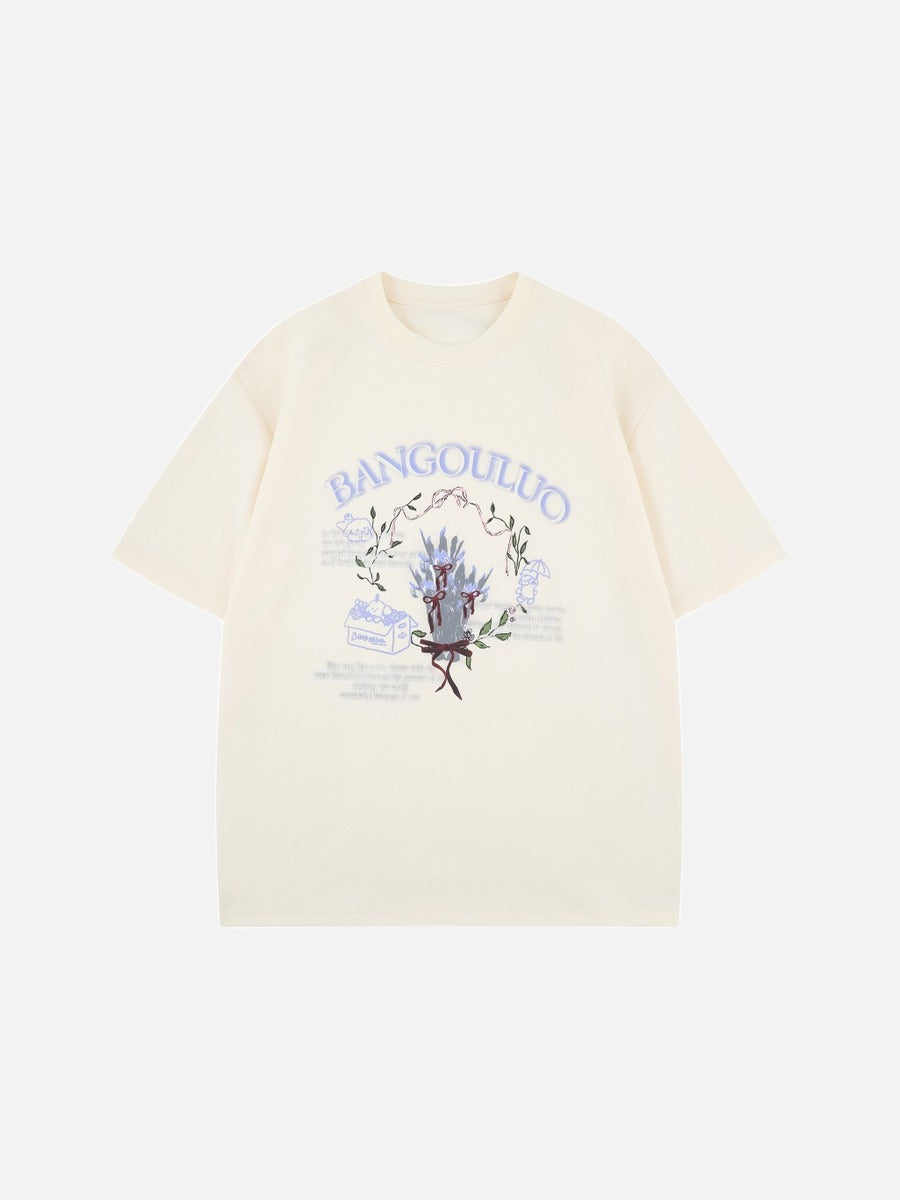 DAXUEN BANGOULUOU Graphic T-Shirt with floral and cartoon prints