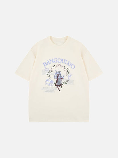 DAXUEN BANGOULUOU Graphic T-Shirt with floral and cartoon prints