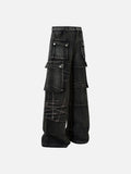 DAXUEN faded blue cargo jeans with barbed wire embroidery