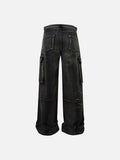 DAXUEN faded blue cargo jeans with barbed wire embroidery