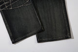 DAXUEN faded blue cargo jeans with barbed wire embroidery