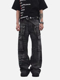 DAXUEN faded blue cargo jeans with barbed wire embroidery