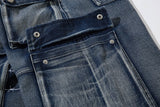 DAXUEN faded blue cargo jeans with barbed wire embroidery