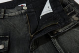 DAXUEN faded blue cargo jeans with barbed wire embroidery