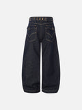 DAXUEN dark blue barrel-leg denim jeans