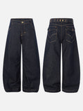DAXUEN dark blue barrel-leg denim jeans