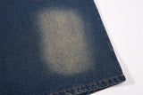 DAXUEN washed blue denim baseball-embroidered pullover shirt