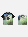 DAXUEN white oversized baseball graphic jersey tee