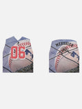 DAXUEN white oversized baseball graphic jersey tee