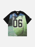 DAXUEN white oversized baseball graphic jersey tee