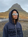 DAXUEN Bastiar K graphic full-zip hooded sweatshirt — model photo