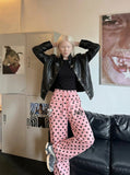 DAXUEN Wide-leg casual pants with polka dot print — model photo