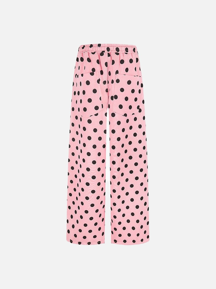 DAXUEN Wide-leg casual pants with polka dot print