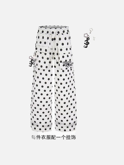 DAXUEN Wide-leg casual pants with polka dot print