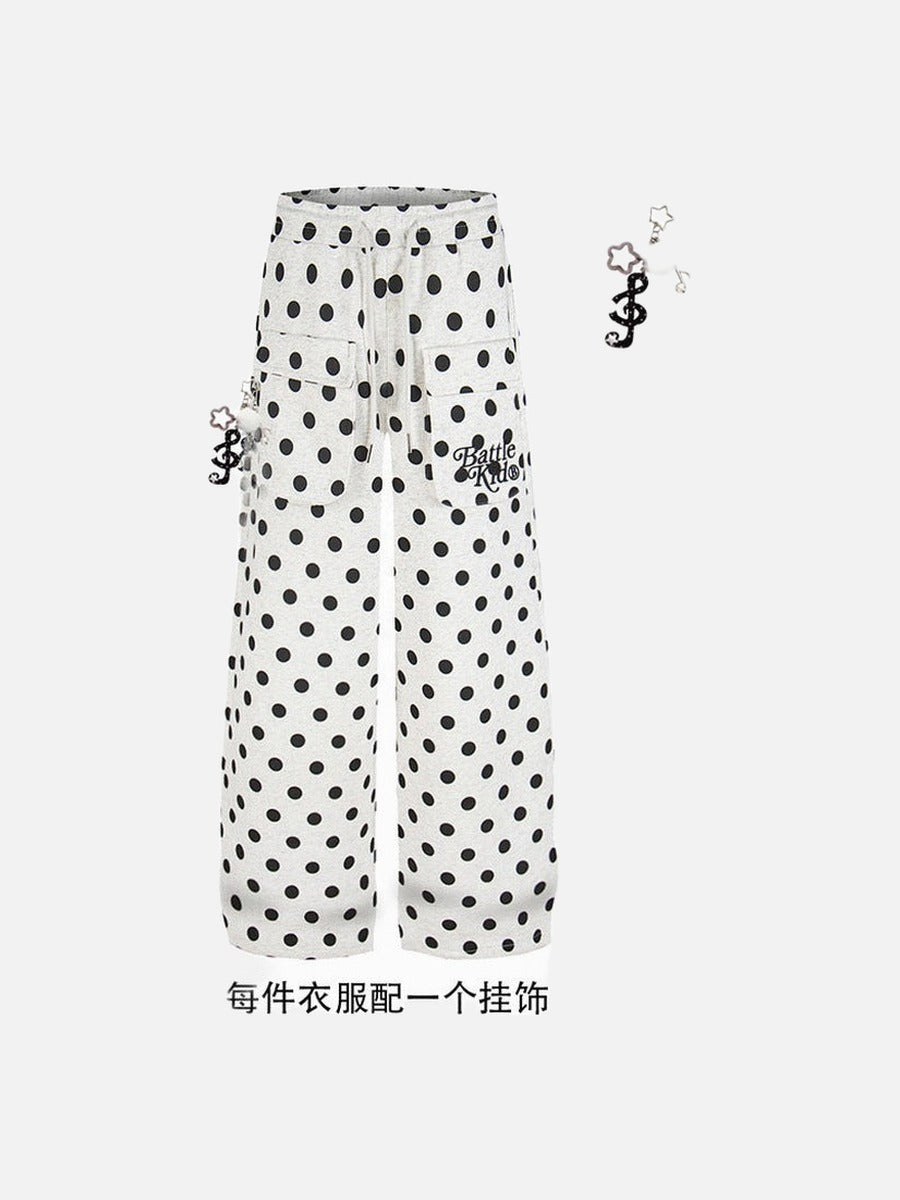 DAXUEN Wide-leg casual pants with polka dot print