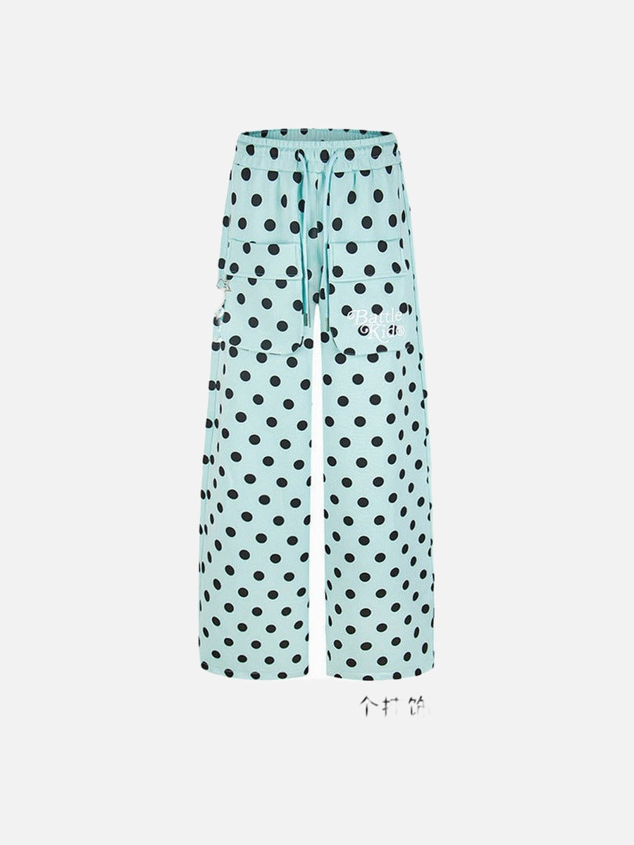 DAXUEN Wide-leg casual pants with polka dot print